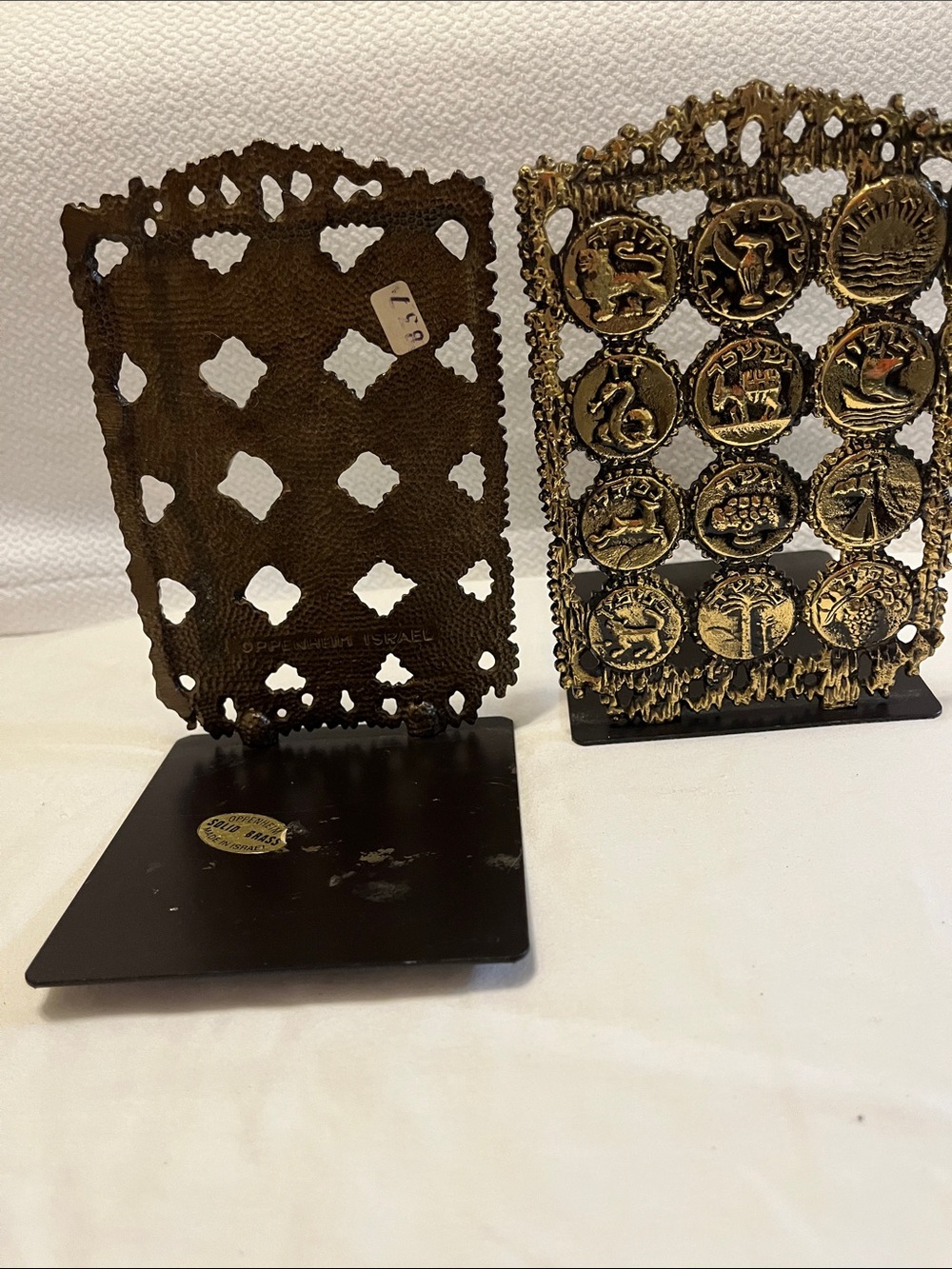 Vintage Brass Oppenheim zodiac Bookends. Made In Israel